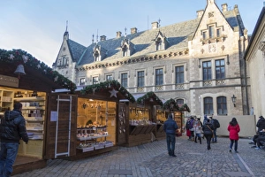 Cobbled Prints: Tourists at the Christmas markets, Prague, Czech Republic, Europe