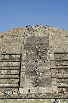 Tourists climbing the Pyramid of the Moon