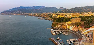Eateries Prints: Tourists dining with panoramic view of Sorrento