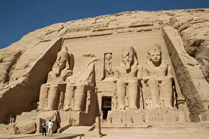 Abu Simbel Prints: Tourists enjoying the site, Colossi of Ramses II, Sun Temple, Abu Simbel, UNESCO