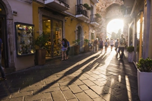Taormina Prints: Tourists entering Corso Umberto