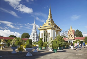 Silver Pagoda Prints: Tourists in grounds of Silver Pagoda in Royal Palace