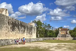 Tourists with guide, The Grand Ball Courrt (Gran Juego de Pelota), Chichen Itza