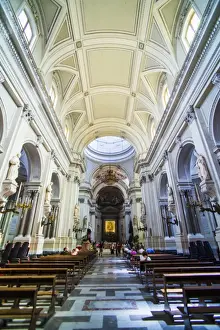 Tourists inside Palermo Cathedral (Duomo di Palermo), Palermo, Sicily, Italy, Europe