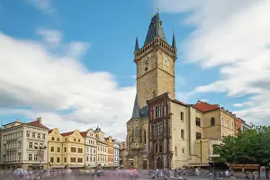 Kids Prints: Tourists in motion at Old Town Hall Tower at Old Town Square