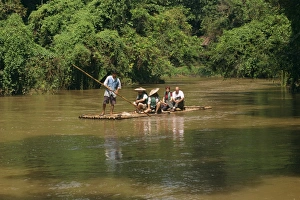Tourists rafting on the Ping river at the Chiang Dao