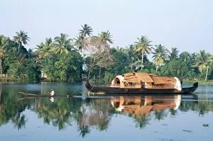 Images Dated 1st August 2008: Tourists rice boat on the backwaters near Kayamkulam
