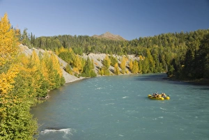 River Rafting Prints: Tourists sightseeing on a raft on the Kenai River, Alaska, United States of America