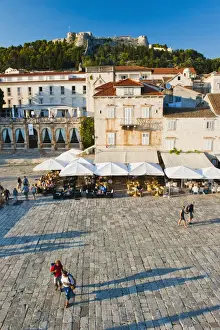 Hvar Island Prints: Tourists in St. Stephens Square
