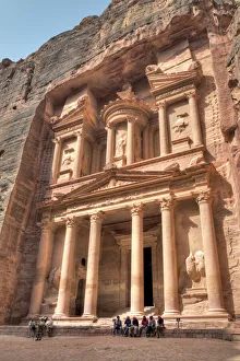 Antiquities Gallery: Tourists in Front of the Treasury, Petra, Jordan