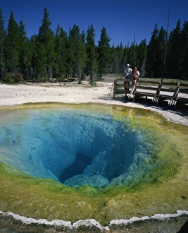 Thermal Areas Prints: Tourists viewing the Morning Glory Pool