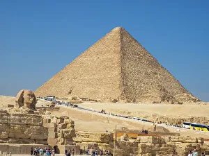 West Bank Prints: Tourists visiting the Great Sphinx and Pyramid
