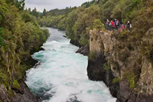 Medium Group Of People Prints: Tourists visiting Huka Falls, Taupo, Waikato Region, North Island, New Zealand, Pacific