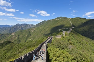 Tourists walking on the Great Wall of China, UNESCO World Heritage Site