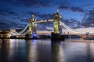 Bascule Bridge Prints: Tower Bridge and River Thames at daybreak, London, England, United Kingdom, Europe