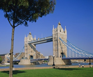 Tower Bridge from the South Bank of the River Thames, London, England, UK