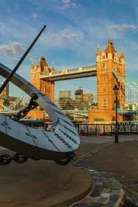 Tower Bridge and sundial, London, England