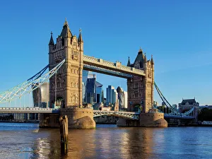 Famous Landmarks Prints: Tower Bridge at sunrise, London, England, United Kingdom, Europe