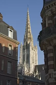 The tower and cast iron spire of 1876 of the Cathedrale Notre Dame, Rouen