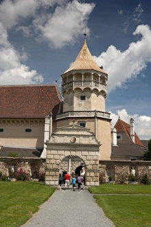 Group Of People Prints: Tower and gate at courtyard of Renaissance Rosenburg Castle, Rosenburg