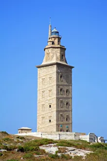 Light House Prints: The Tower of Hercules Lighthouse, La Coruna City, Galicia, Spain, Europe