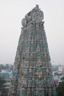 Tamil Nadu Prints: Tower of Kumbakonam temple, Kumbakonam, Tamil Nadu, India, Asia