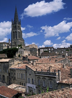 The tower of L Eglise Monolithe, St. Emilion, Gironde, Aquitaine, France, Europe