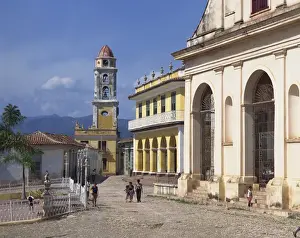 Trinidad Prints: Tower of St. Francis of Assisi Convent church and Museo Romantico, in Trinidad