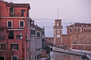 Tower and wall of the Arsenal, Castello Quarter, Venice, Veneto, Italy, Europe
