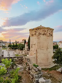 Ancient Greece Prints: Tower of the Winds (Horologion of Andronikos Kyrrhestes) at sunset