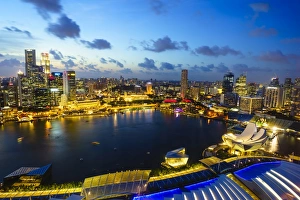 Business District Prints: The towers of the Central Business District and Marina Bay at dusk