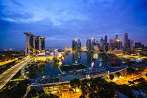 Marina Bay Prints: The towers of the Central Business District and Marina Bay by night