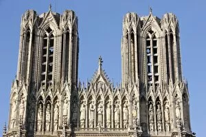 Towers and Kings Gallery, Reims Cathedral, Reims, Marne, France, Europe