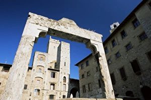 Hill Town Prints: Towers lining the Piazza della Cisterna