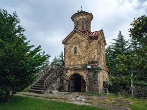 Staircases Prints: One of the towers at Martvili Monastery in Martvili