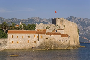 Balkan Prints: Town beach looking towards the walls of Stari Grad (Old Town)
