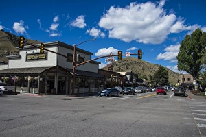 Jackson Hole Prints: The town center of Jackson Hole, Wyoming, United States of America, North America