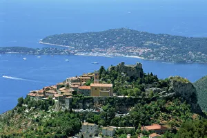 Provence Prints: The town of Eze and the coast of the Cote d Azur, Provence, France