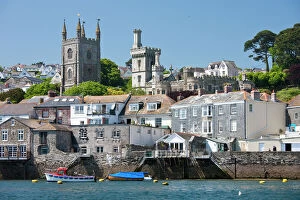 Antiquities Gallery: The town of Fowey, seen from the River Fowey in Cornwall, England, United Kingdom, Europe