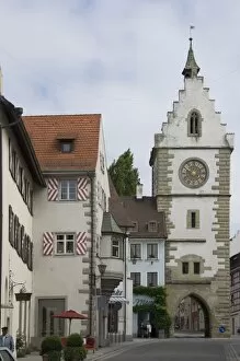 Town gateway tower at Uberlingen, Lake Constance, Germany, Europe
