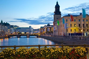 Gothenburg Prints: Town Hall and Canal at dusk, Gothenburg, Sweden, Scandinavia, Europe