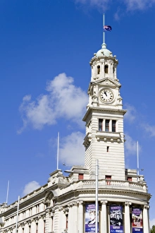Clock Towers Prints: Town Hall, Central Business District, Auckland, North Island, New Zealand, Pacific