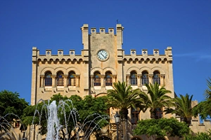 Clock Prints: Town Hall, Ciutadella, Menorca, Balearic Islands, Spain, Europe