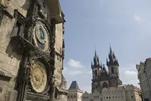 Images Dated 1st June 2007: Town Hall Clock, Astronomical clock, and church of Our Lady before Tyn in background