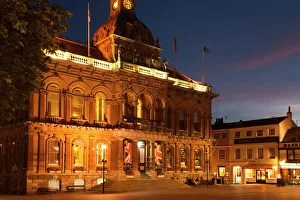 Squares Prints: The Town Hall at dusk, Ipswich, Suffolk, England, United Kingdom, Europe
