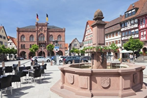 Neo Gothic Prints: Town hall and market place, Tauberbischofsheim