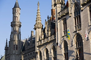 Brugge Prints: The town hall, Markt, Bruges, Belgium, Europe