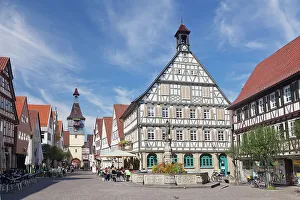 Town Square Prints: Town Hall, Marktbrunnen Fountain