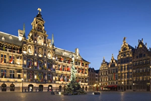 Main Market Square Prints: Town Hall (Stadhuis) in Main Market Square, Antwerp, Flanders, Belgium, Europe