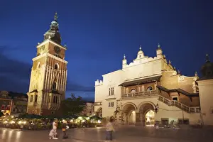 Krakow Prints: Town Hall Tower and Cloth Hall (Sukiennice) in Main Market Square (Rynek Glowny)